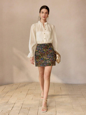 MOTF PREMIUM FLORAL PRINT STRAIGHT SKIRT
