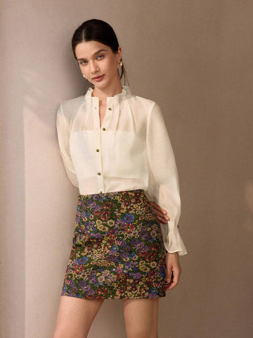 MOTF PREMIUM FLORAL PRINT STRAIGHT SKIRT