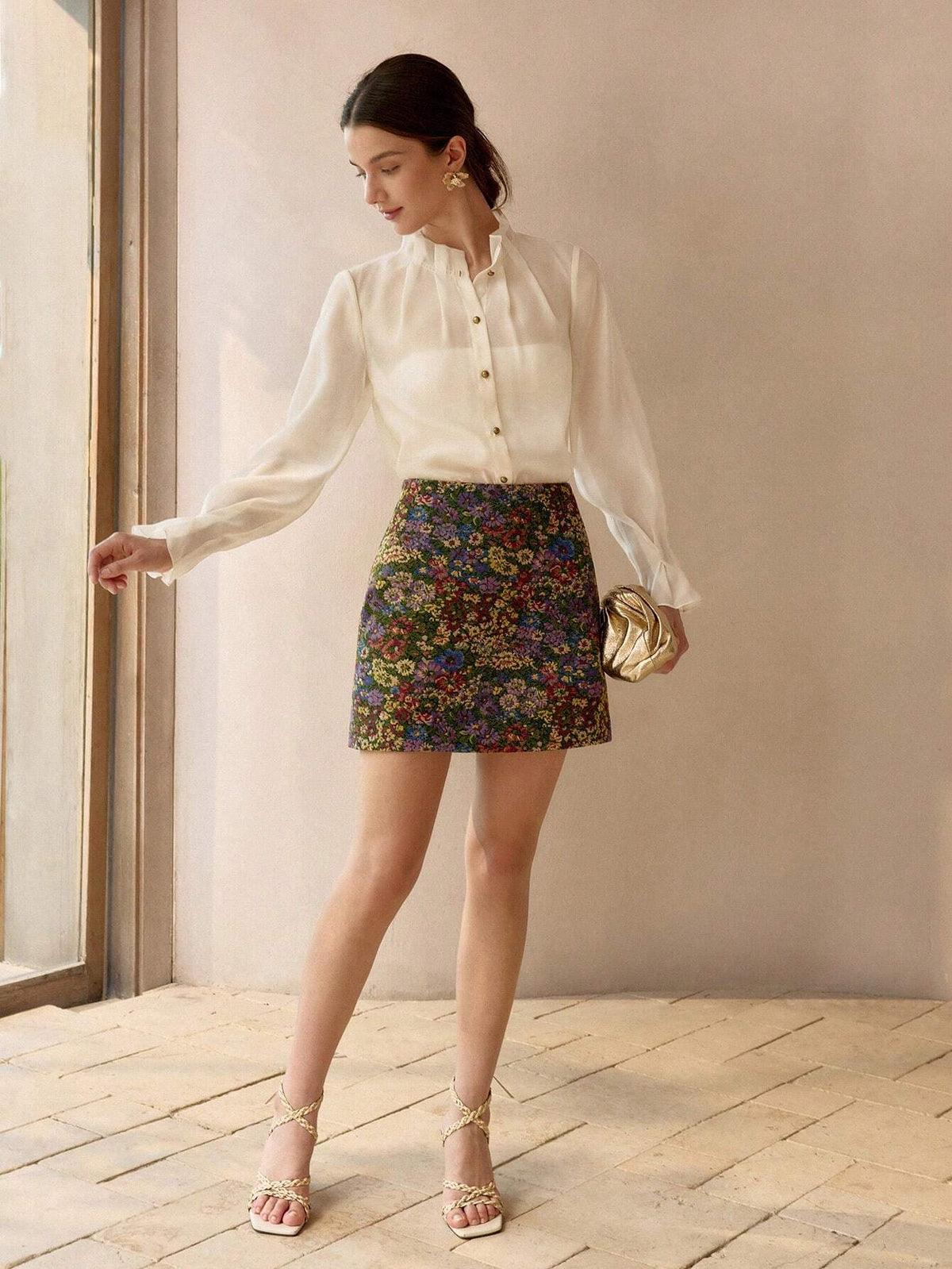 MOTF PREMIUM FLORAL PRINT STRAIGHT SKIRT