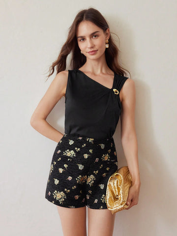 MOTF PREMIUM FLORAL PRINT ZIPPER BACK SHORTS