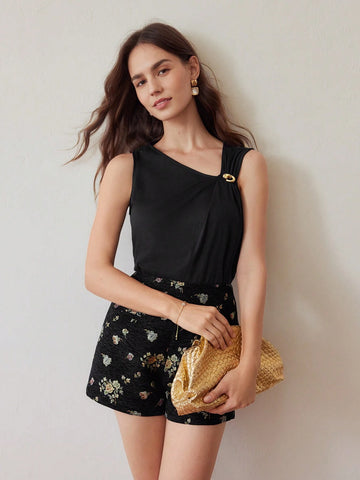 MOTF PREMIUM FLORAL PRINT ZIPPER BACK SHORTS