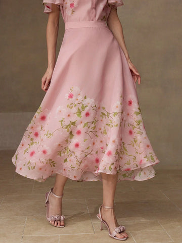 MOTF PREMIUM FLORAL PRINT ZIPPER SKIRT