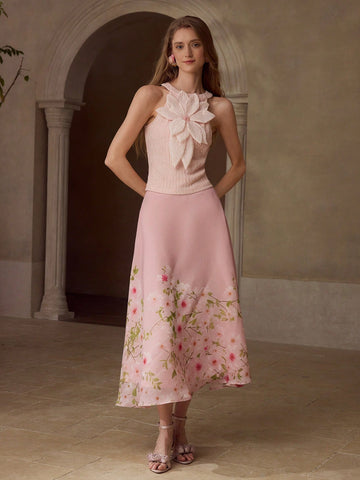 MOTF PREMIUM FLORAL PRINT ZIPPER SKIRT