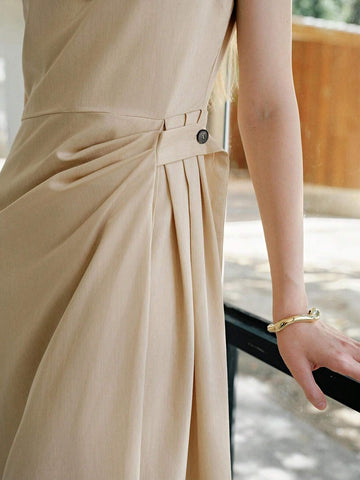 MOTF PREMIUM FOLD PLEATED A LINE TANK DRESS