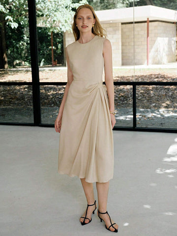 MOTF PREMIUM FOLD PLEATED A LINE TANK DRESS