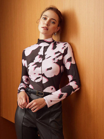 MOTF PREMIUM FRONT SEAM MOCK-NECK T-SHIRT