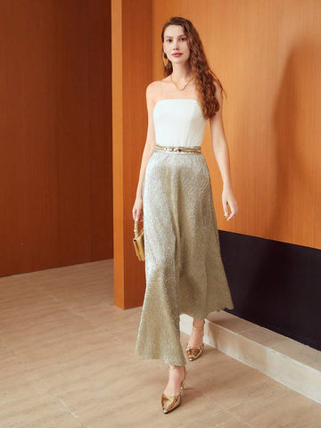 MOTF PREMIUM GLITTER A-LINE SKIRT WITHOUT BELT