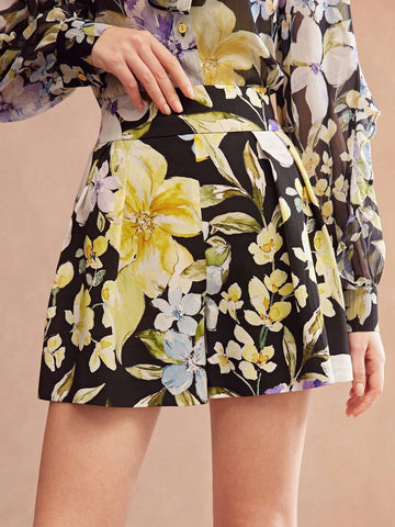 MOTF PREMIUM HIGH WAIST FLORAL PRINT WIDE LEG SHORTS