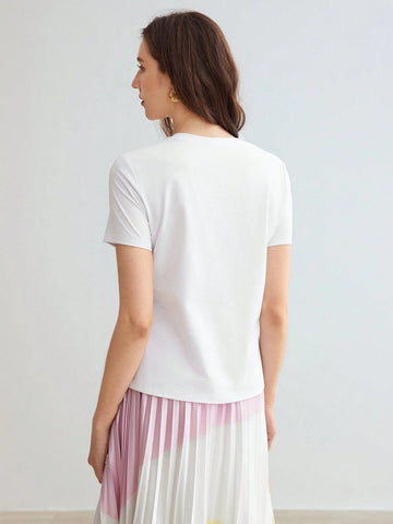 MOTF PREMIUM KNITTED WOMEN'S T-SHIRT WITH FLORAL PATTERN