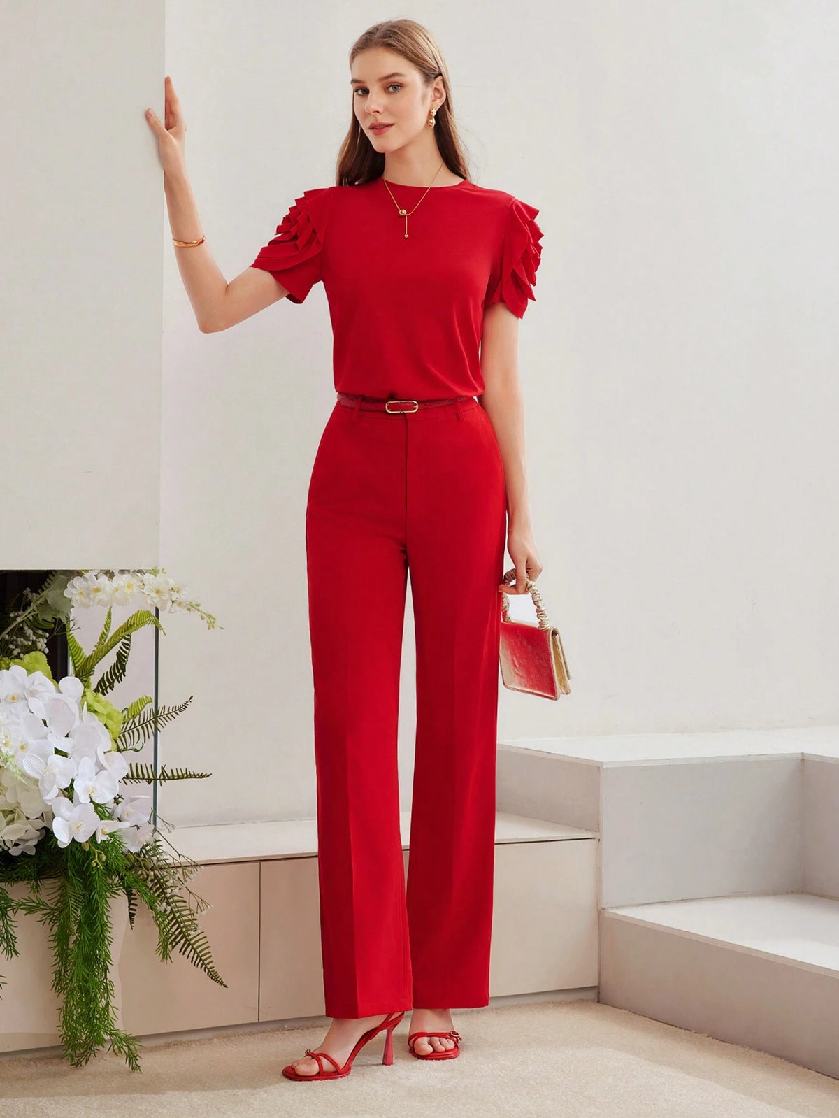 MOTF PREMIUM KNIT RUFFLE TRIM T-SHIRT