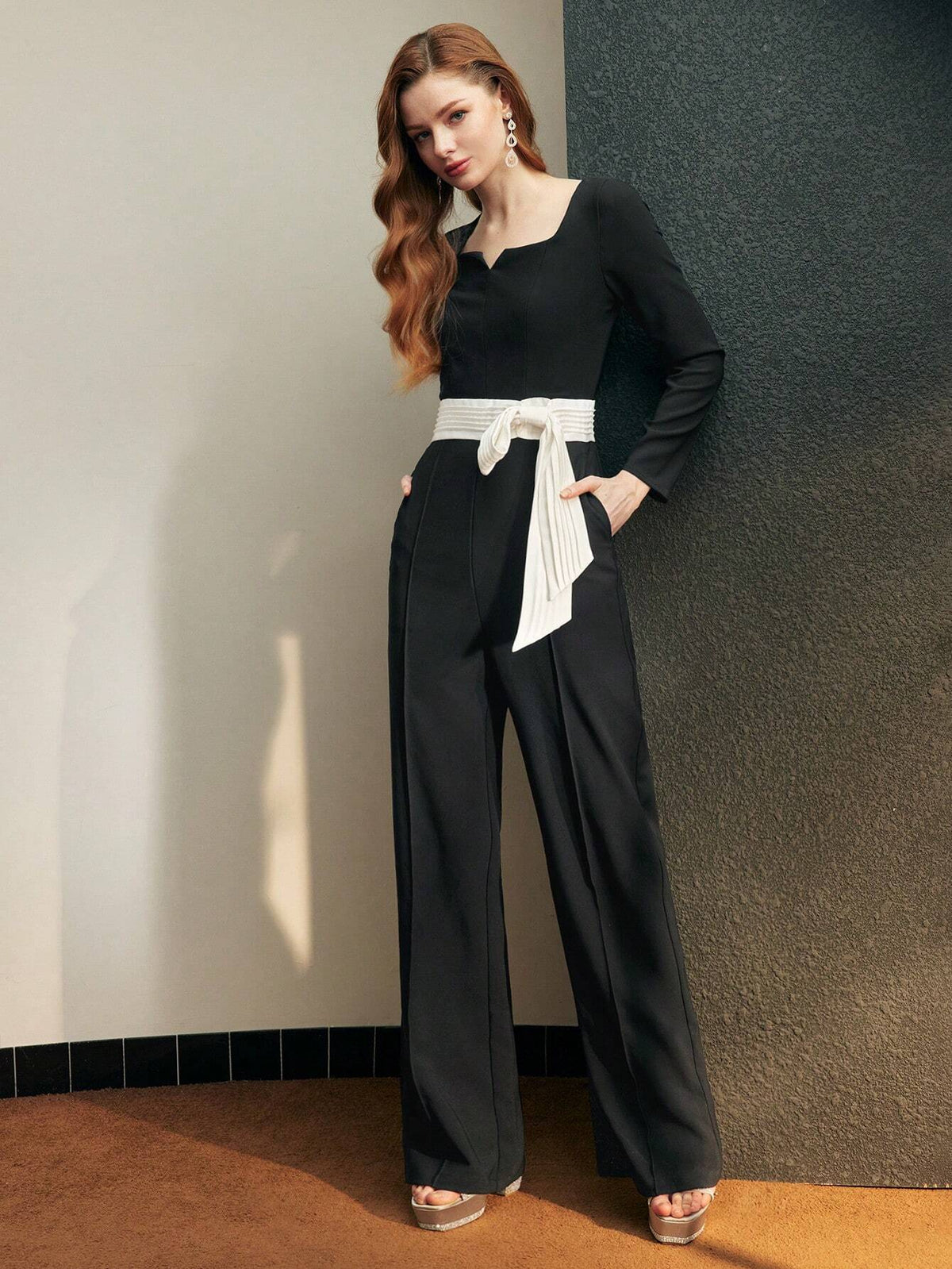 MOTF PREMIUM KNOT WAIST PRESS CREASE JUMPSUIT