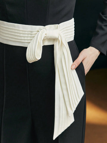 MOTF PREMIUM KNOT WAIST PRESS CREASE JUMPSUIT