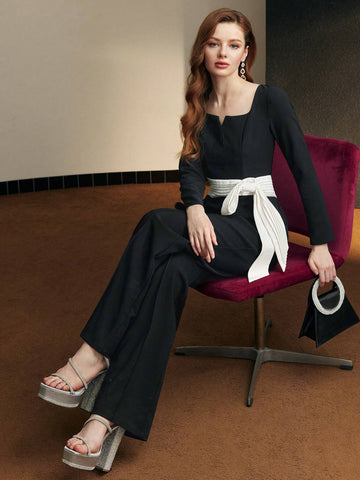 MOTF PREMIUM KNOT WAIST PRESS CREASE JUMPSUIT