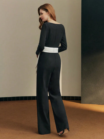 MOTF PREMIUM KNOT WAIST PRESS CREASE JUMPSUIT