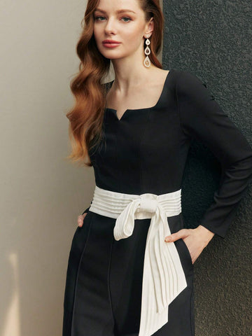 MOTF PREMIUM KNOT WAIST PRESS CREASE JUMPSUIT