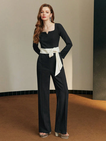 MOTF PREMIUM KNOT WAIST PRESS CREASE JUMPSUIT