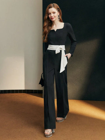 MOTF PREMIUM KNOT WAIST PRESS CREASE JUMPSUIT