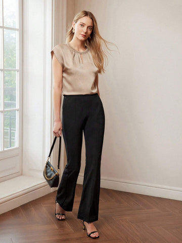 MOTF PREMIUM LUXURY SPLIT HEM FLARE LEG SUIT PANTS