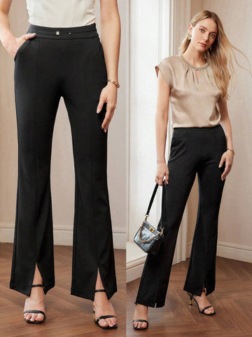 MOTF PREMIUM LUXURY SPLIT HEM FLARE LEG SUIT PANTS