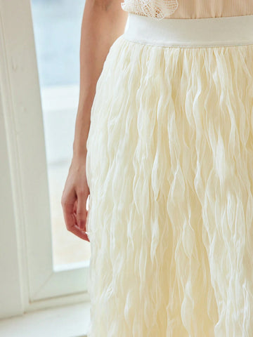 MOTF PREMIUM MESH TEXTURED ELASTIC WAIST SKIRT