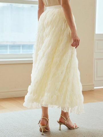 MOTF PREMIUM MESH TEXTURED ELASTIC WAIST SKIRT