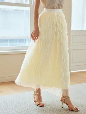 MOTF PREMIUM MESH TEXTURED ELASTIC WAIST SKIRT