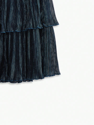 MOTF PREMIUM METALLIC PLISSE TIERED DRESS