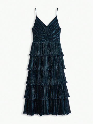 MOTF PREMIUM METALLIC PLISSE TIERED DRESS