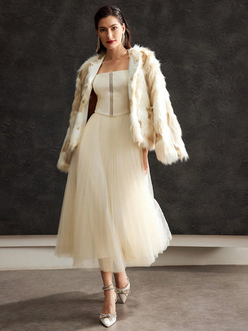 MOTF PREMIUM OFF-SHOULDER TULLE DRESS