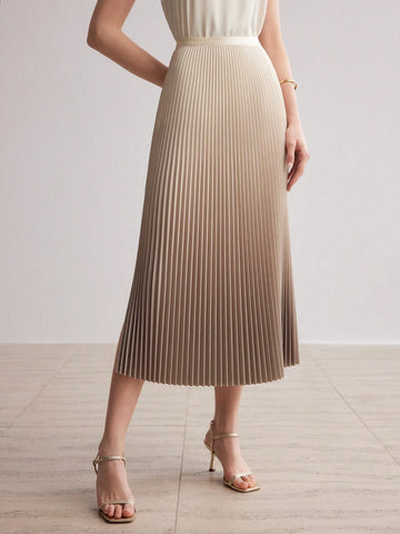 MOTF PREMIUM OMBRE PRINT SPLIT THIGH PLEATED SKIRT