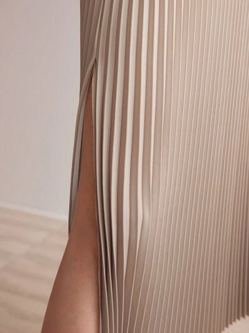 MOTF PREMIUM OMBRE PRINT SPLIT THIGH PLEATED SKIRT