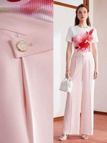 MOTF PREMIUM OVERLAP WAIST SEAM FRONT SUIT PANTS