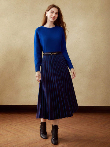 MOTF PREMIUM PLEATED KNIT MIDI SKIRT WITHOUT BELT