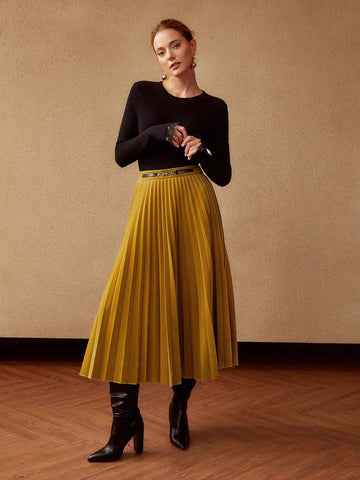 MOTF PREMIUM PLEATED WAIST DETAIL SKIRT