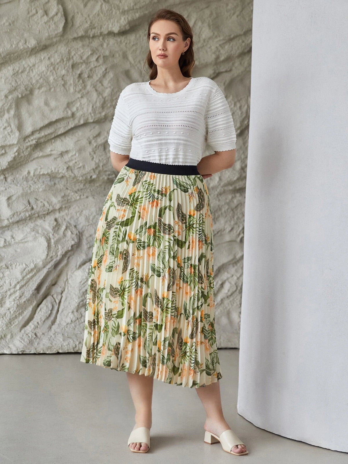 MOTF PREMIUM PLUS PRINTED PLEATED SKIRT