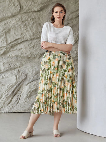 MOTF PREMIUM PLUS PRINTED PLEATED SKIRT