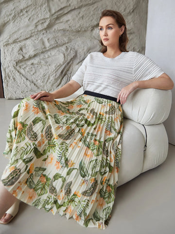 MOTF PREMIUM PLUS PRINTED PLEATED SKIRT