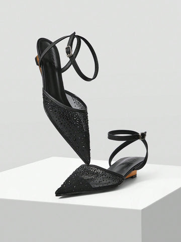 POINTED TOE RHINESTONE PUMPS