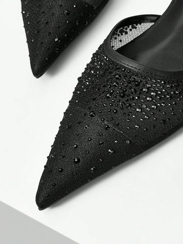 POINTED TOE RHINESTONE PUMPS