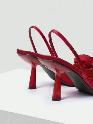 POINTED TOE & STILETTO HEEL ROSE DECOR ELEGANT WOMEN'S HIGH HEEL