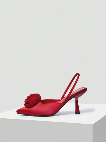 POINTED TOE & STILETTO HEEL ROSE DECOR ELEGANT WOMEN'S HIGH HEEL