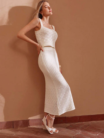 MOTF PREMIUM POINTELLE KNIT SOLID SKIRT