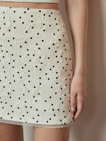 MOTF PREMIUM POLKA DOT JACQUARD STRAIGHT SKIRT
