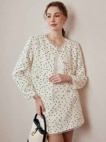 MOTF PREMIUM POLKA DOT JACQUARD STRAIGHT SKIRT