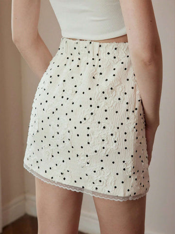 MOTF PREMIUM POLKA DOT JACQUARD STRAIGHT SKIRT