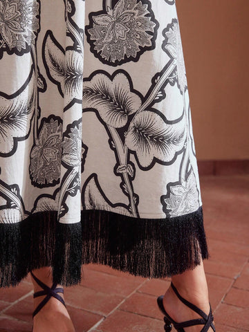 MOTF PREMIUM PRE WOVEN WOMEN'S PRINTED LINEN SKIRT