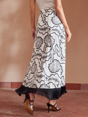 MOTF PREMIUM PRE WOVEN WOMEN'S PRINTED LINEN SKIRT