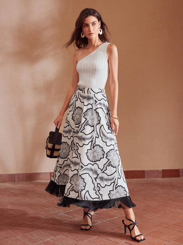 MOTF PREMIUM PRE WOVEN WOMEN'S PRINTED LINEN SKIRT