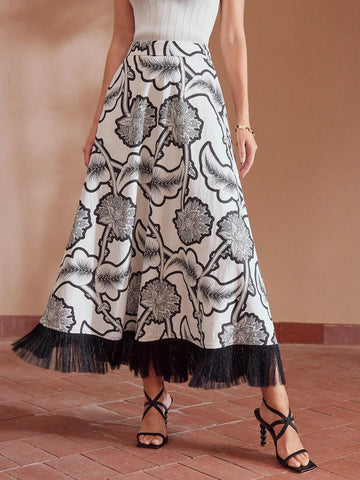 MOTF PREMIUM PRE WOVEN WOMEN'S PRINTED LINEN SKIRT