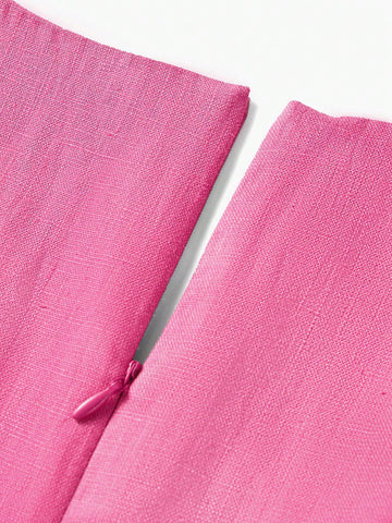 MOTF PREMIUM PURE LINEN SOLID COLOR SQUARE NECKLINE BELTED SLEEVELESS JUMPSUIT